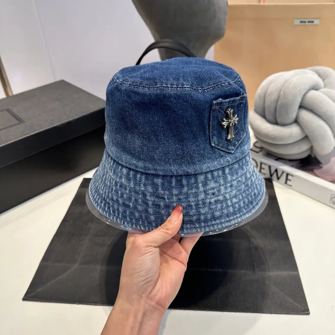 P70 Croxin spring and summer new denim fisherman hat, retro old street style, washed and torn edges, perfect for taking photos👑